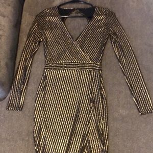 up to knee Gold and Black Dress